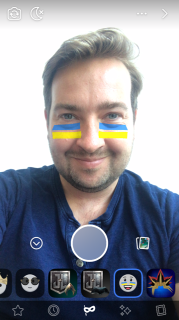 The filter loaded in the Facebook camera on iPhone